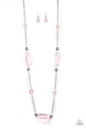 Paparazzi Necklace ~ Crystal Charm - Pink Crystal-like Beads Necklace