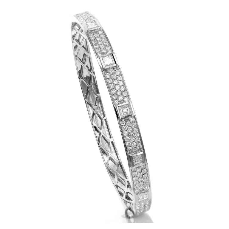 Pave and Fancy Shape Diamond Bangle