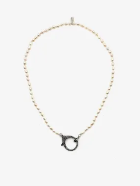 Pearl Diamond Clasp Necklace