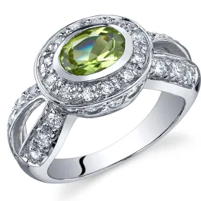 Peridot Oval Cut Sterling Silver Ring Size 5