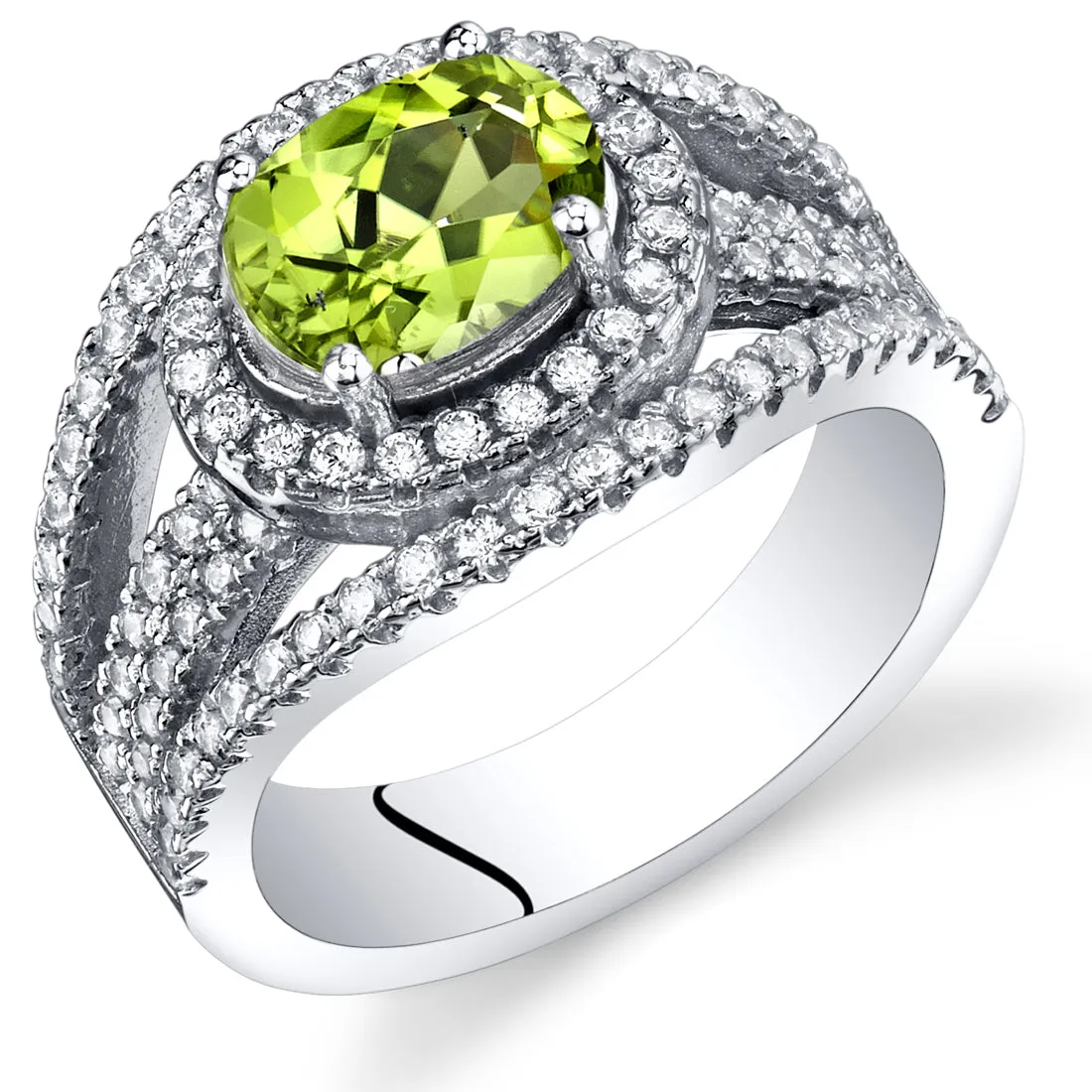 Peridot Oval Cut Sterling Silver Ring Size 9