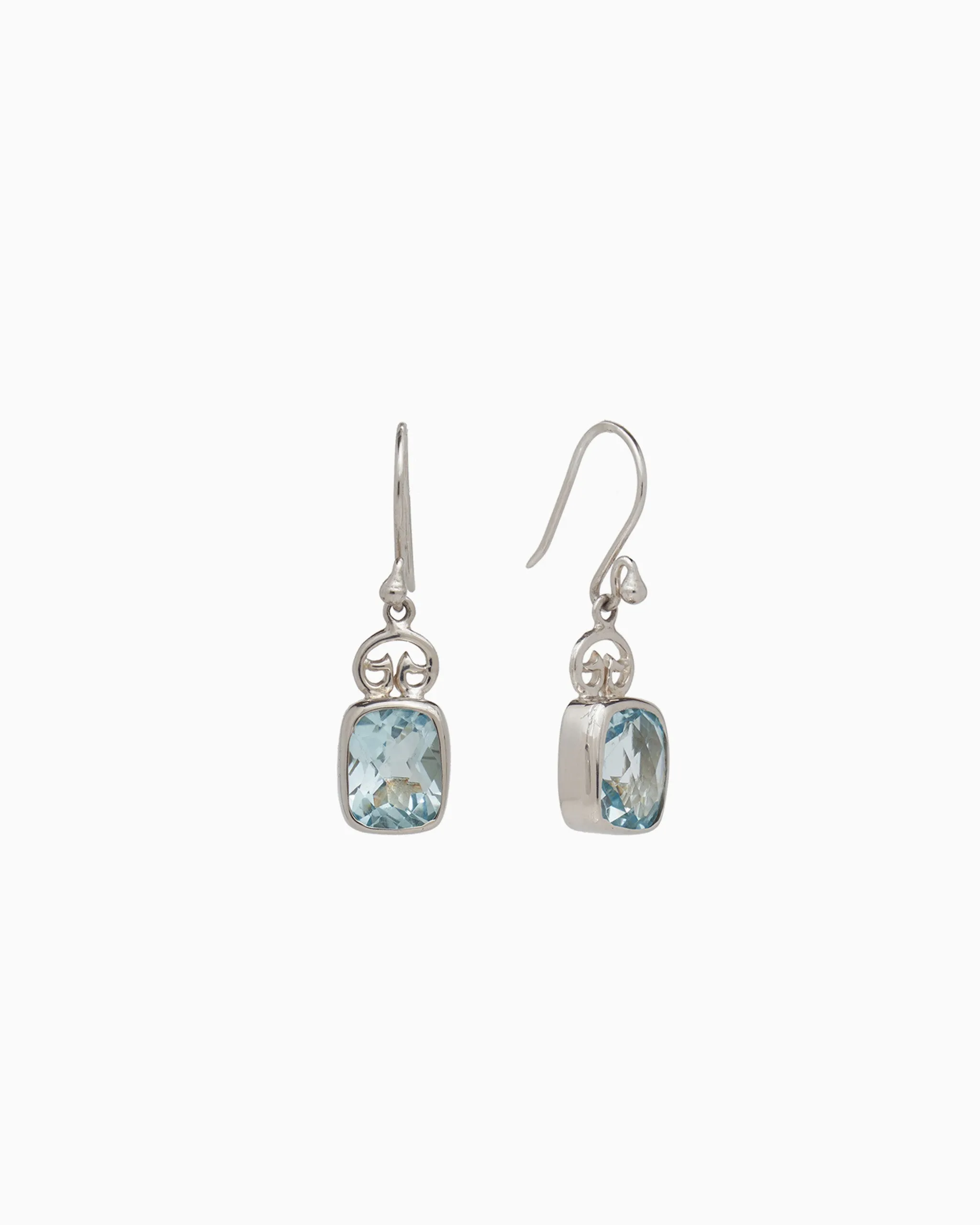 Petroglyph & Elongated Stone Drop Earrings - Blue Topaz