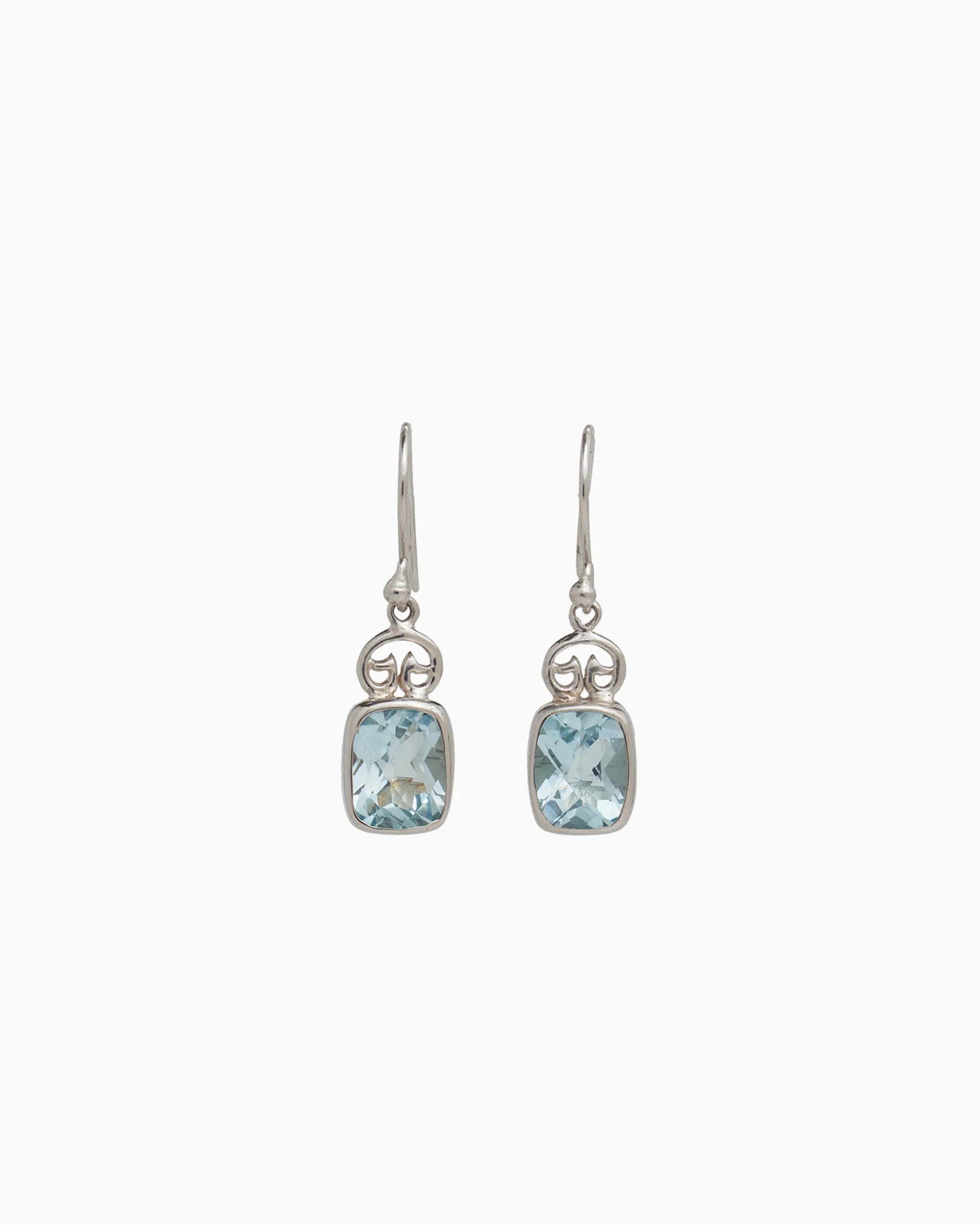 Petroglyph & Elongated Stone Drop Earrings - Blue Topaz