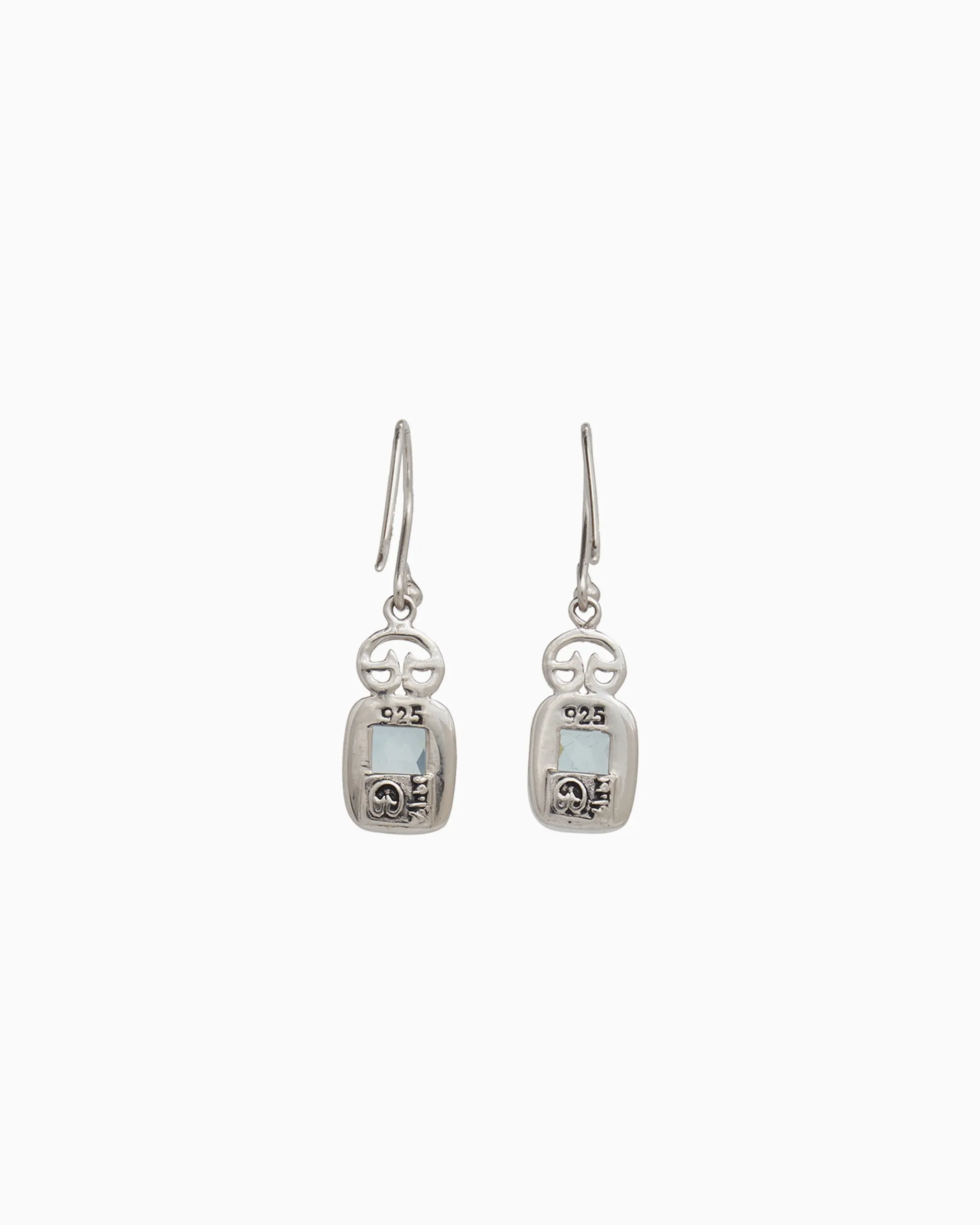 Petroglyph & Elongated Stone Drop Earrings - Blue Topaz