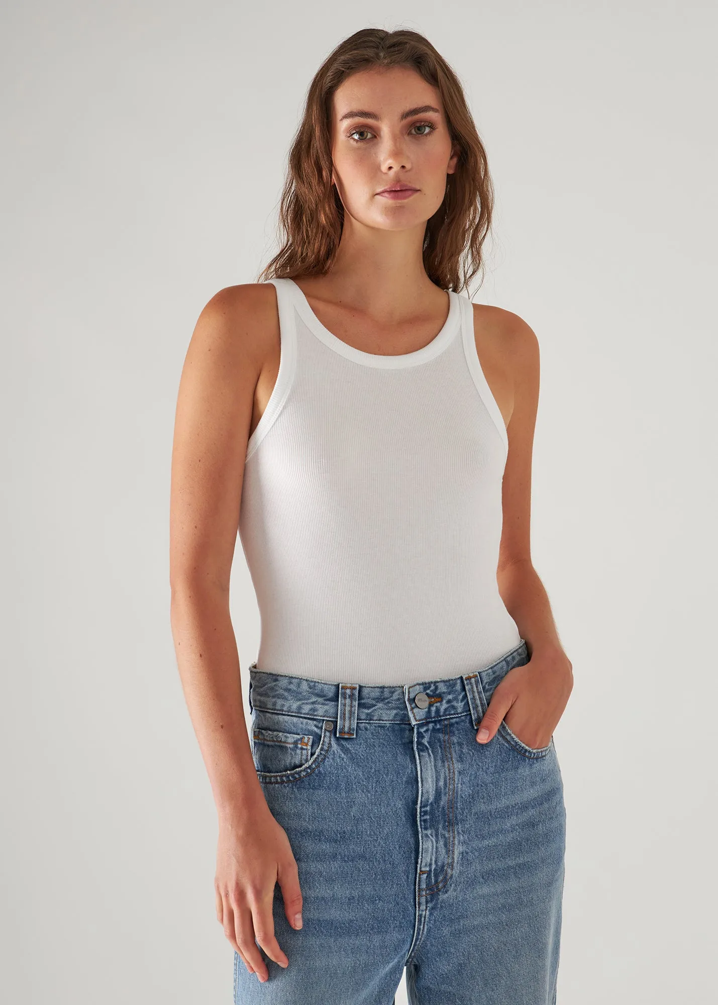 PIMA COTTON STRETCH HIGH CREW RIB TANK