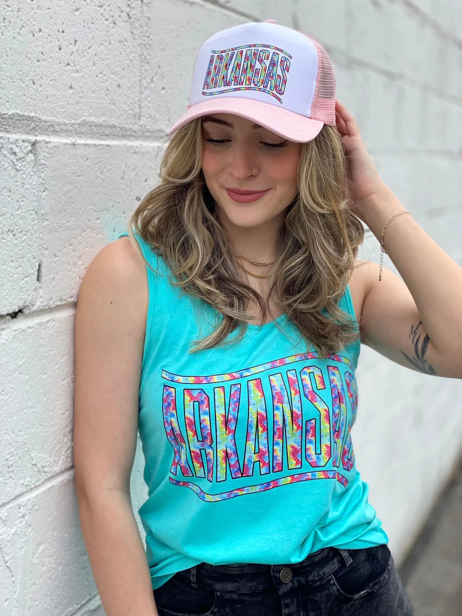 Pink Custom State Tie Dye Hat