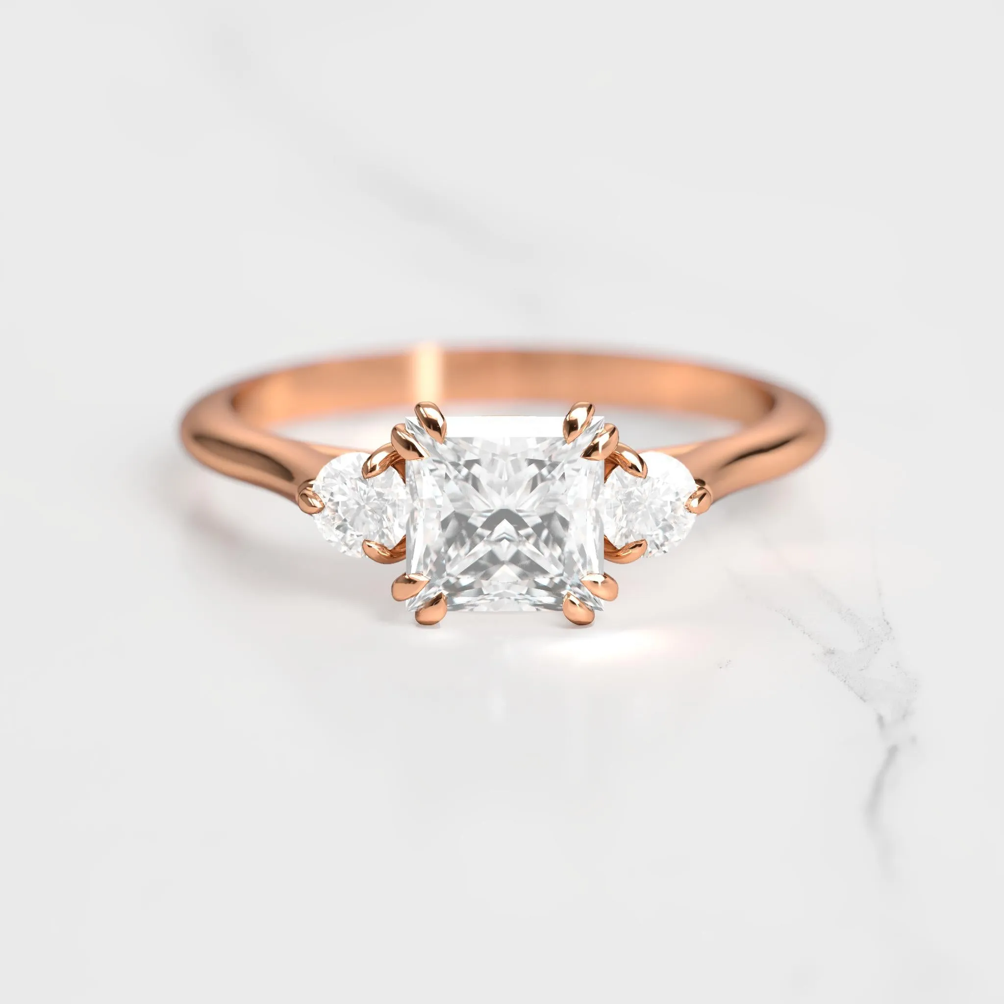 Princess Diamond Ring With Accent Stones