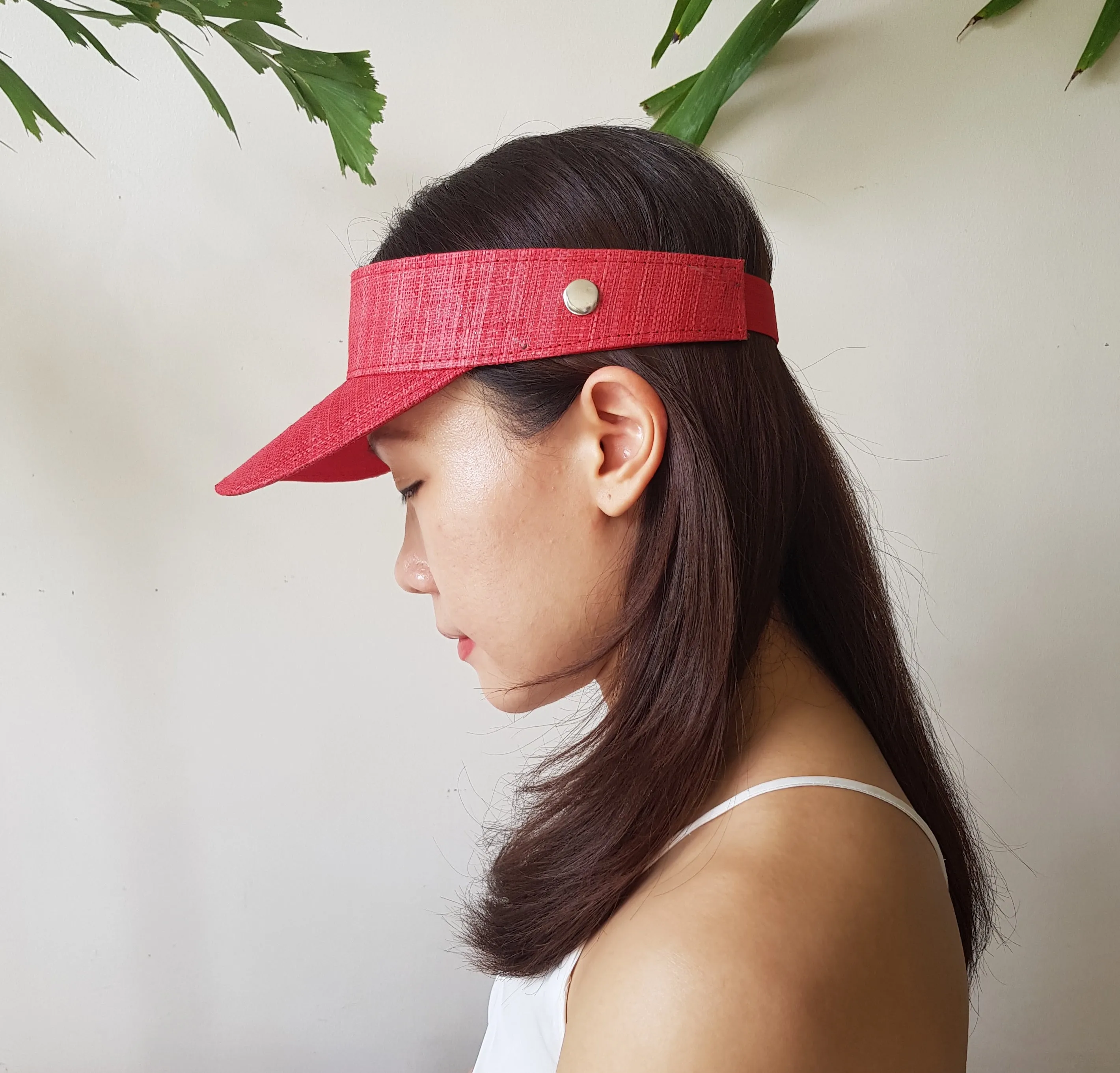 Raffia Visor   Face Shield (Red)