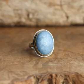 Ready to Ship - Huge Gold Aquamarine Ring - Size 5 1/2 - 14KT Solid Gold - Silver and Gold Ring - Silversmith Ring