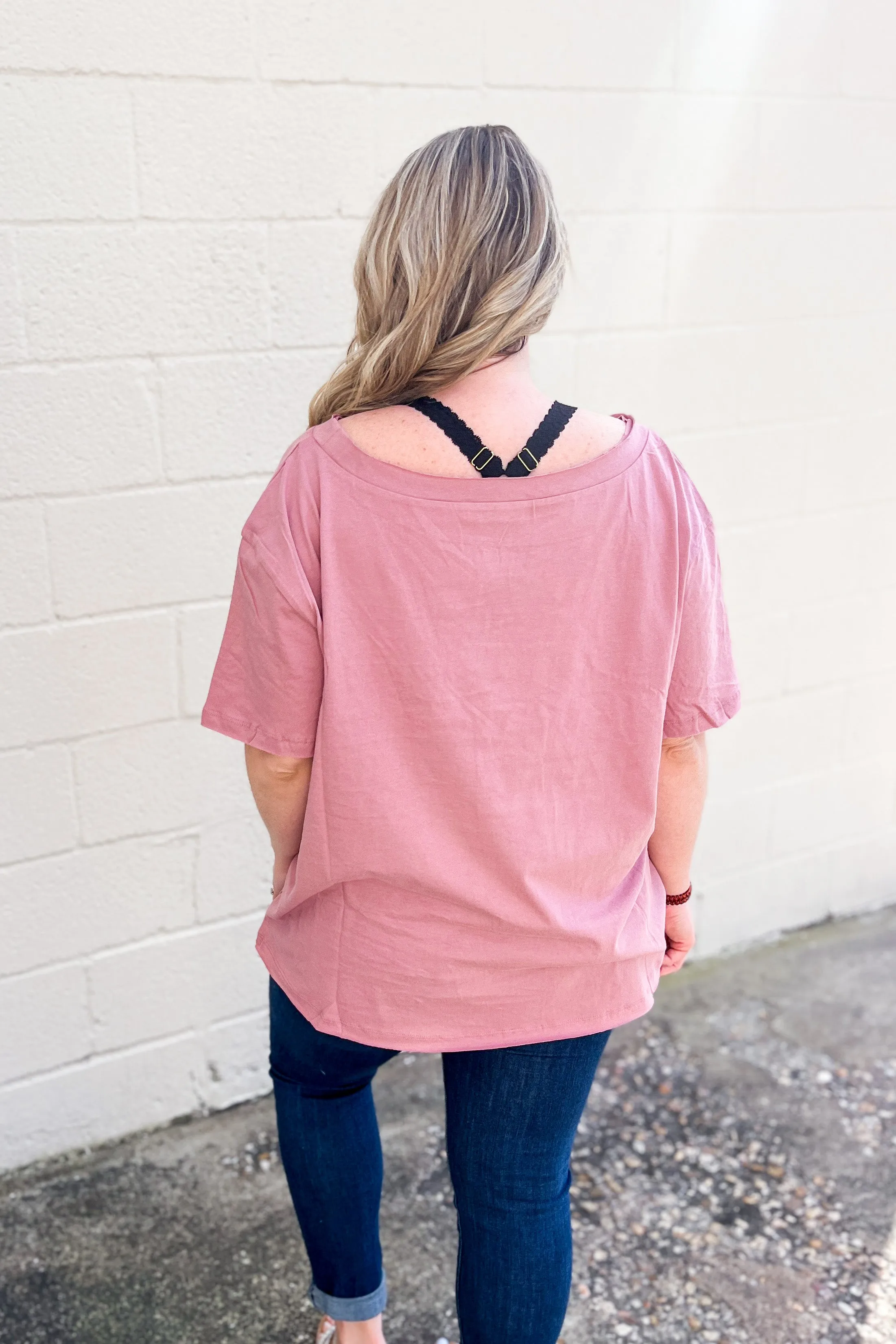 RESTOCK | Emily Oversized Boat Neck Top, Light Rose