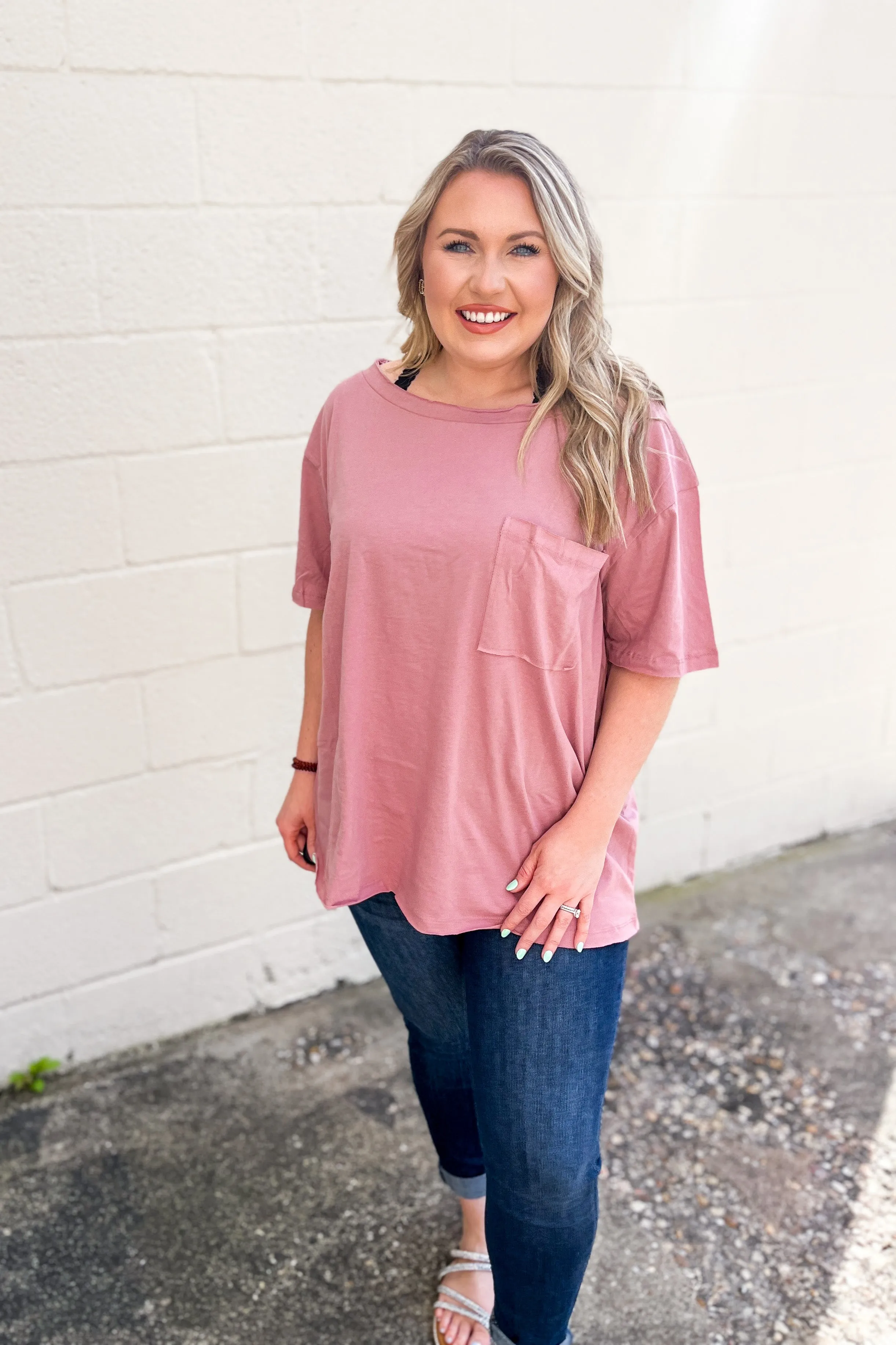 RESTOCK | Emily Oversized Boat Neck Top, Light Rose