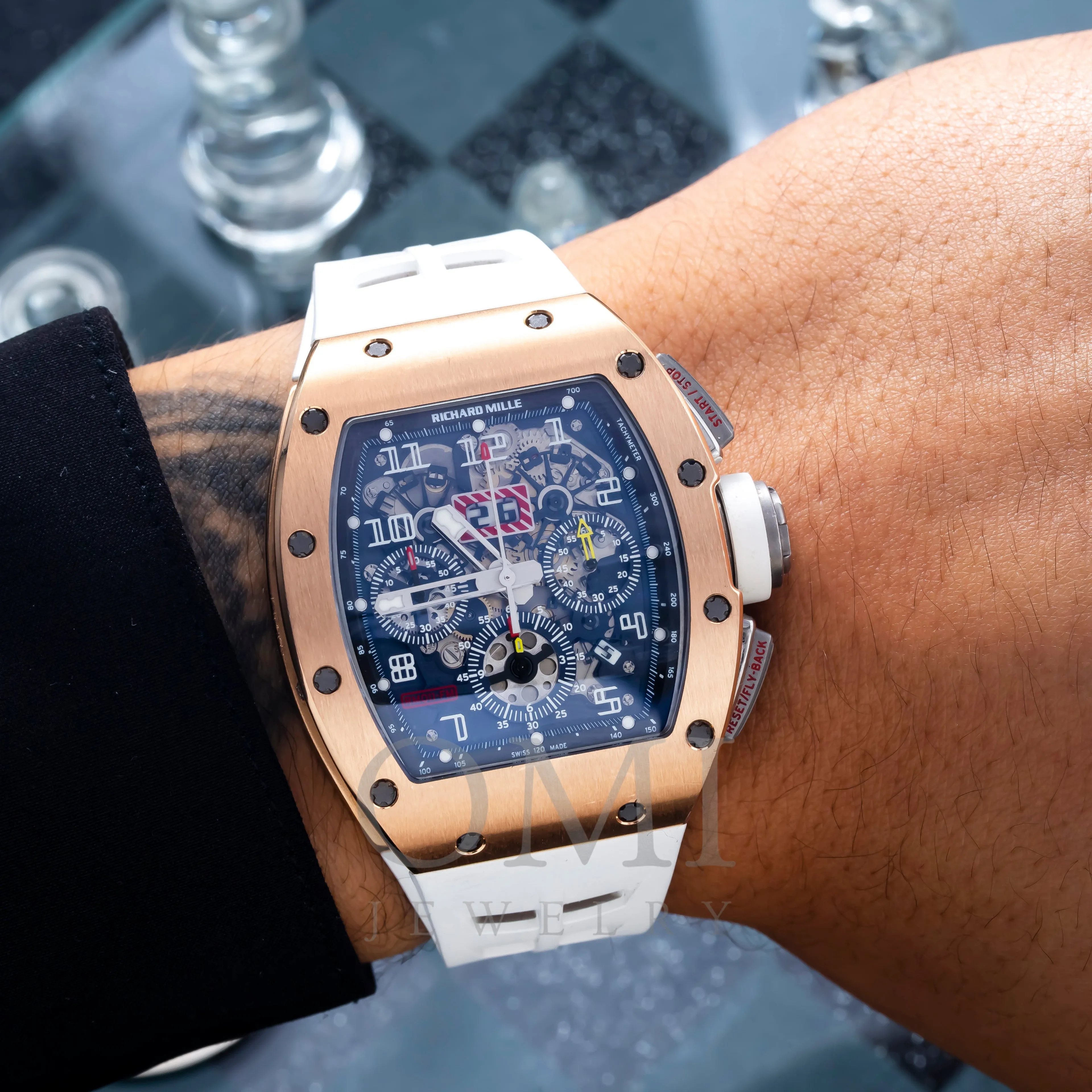 Richard Mille RM 011-FM Felipe Massa Chronograph 50MM Transparent Dial With White Rubber Bracelet