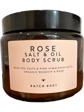 Rose Salt & Oil Body Scrub Dead Sea Salts & Pink Himalayan Organic Rosehip