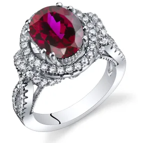 Ruby Oval Cut Sterling Silver Ring Size 5