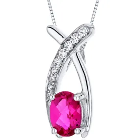 Ruby Pendant Sterling Silver 1 Carat Checker Cut