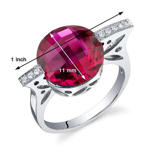 Ruby Round Cut Sterling Silver Ring Size 7