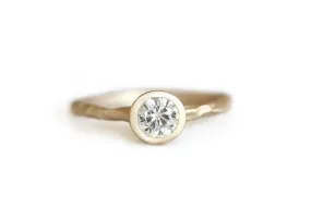 Rustic Carved GIA Diamond Ring