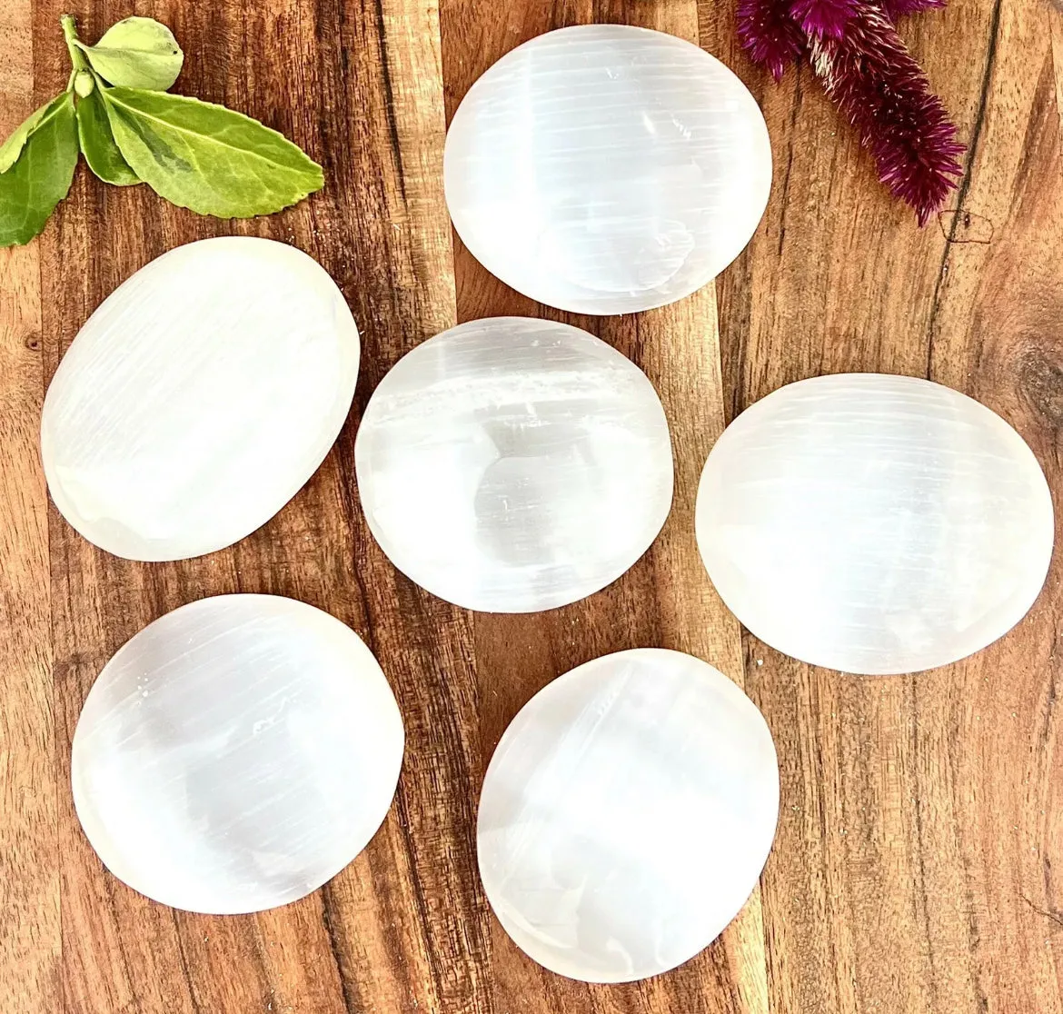 Selenite gemstone Palm Stone