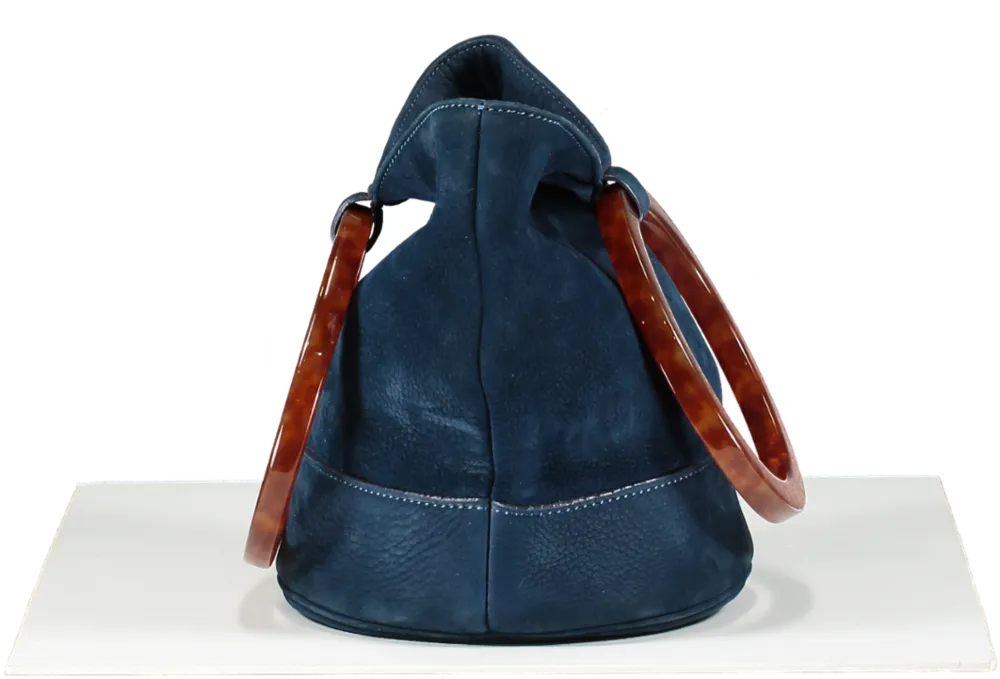 Simon Miller Blue Suede Bucket Bag One Size