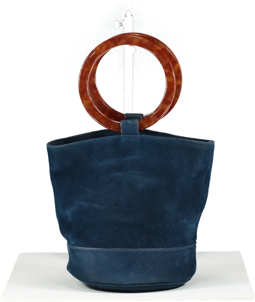 Simon Miller Blue Suede Bucket Bag One Size