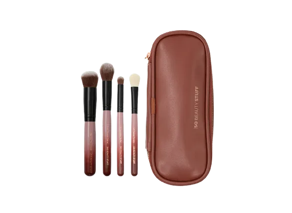 So Beauty Stuff "So Base" Luxury Vegan & Cruelty Free 4pc Makeup Brush Set - GIFT BOXED