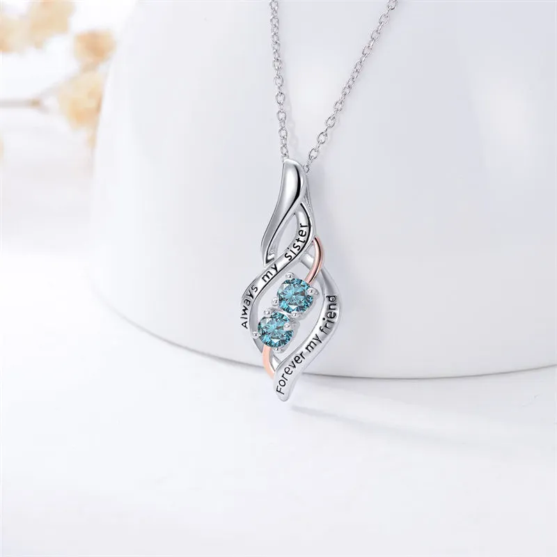 Sterling Silver Sister Necklaces Always My Sister Forever My Friend Pendant Necklace Fashion Jewelry Gifts for Women