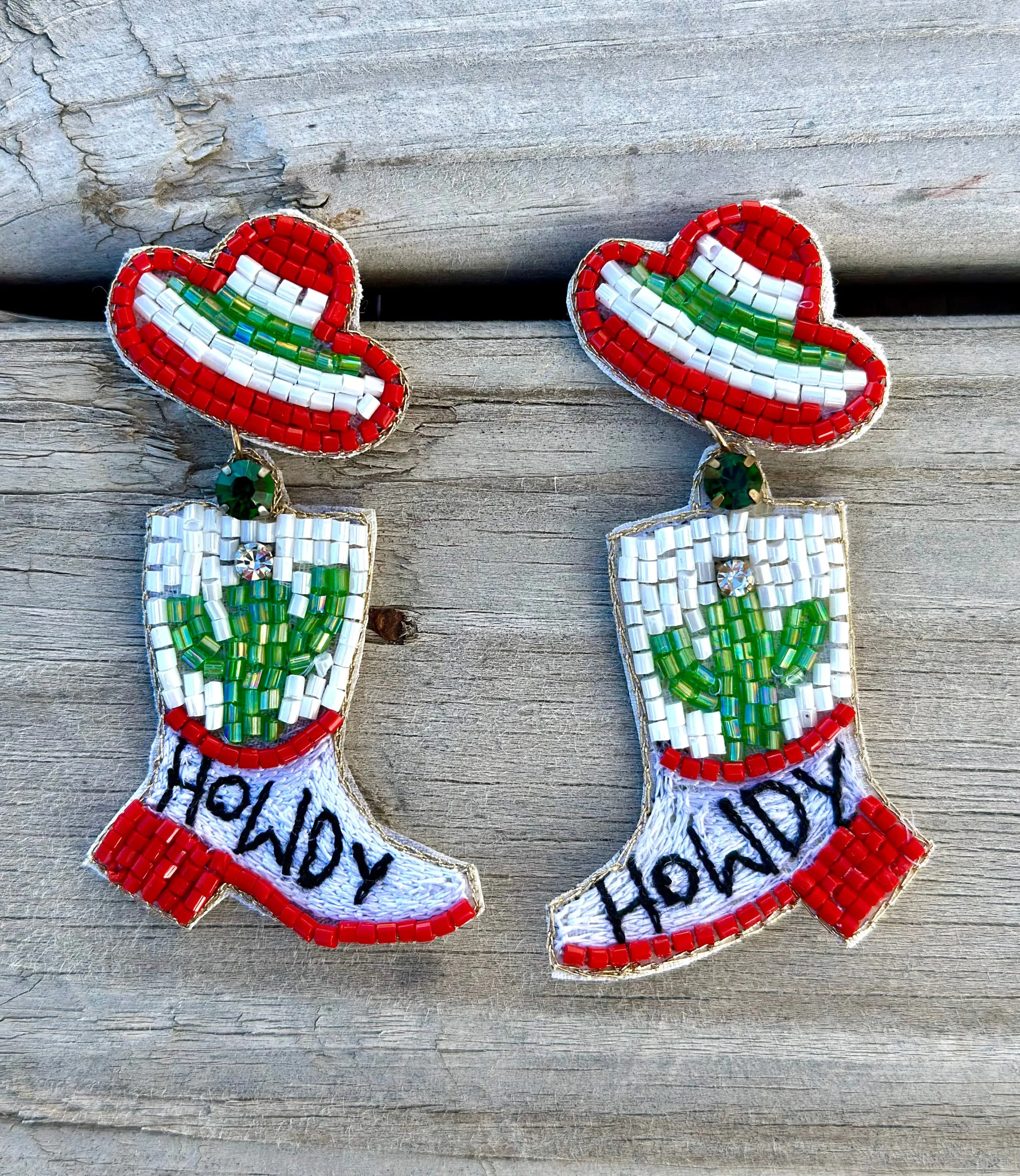 The Christmas Sombrero Cactus Boot Earrings