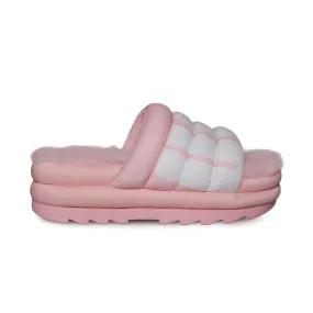 UGG Maxi Slide Logo Pink Scallop Slippers - Women's