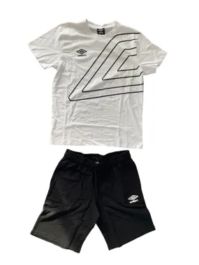 Umbro Completino T-Shirt   Short Bianco Logo Nero Big