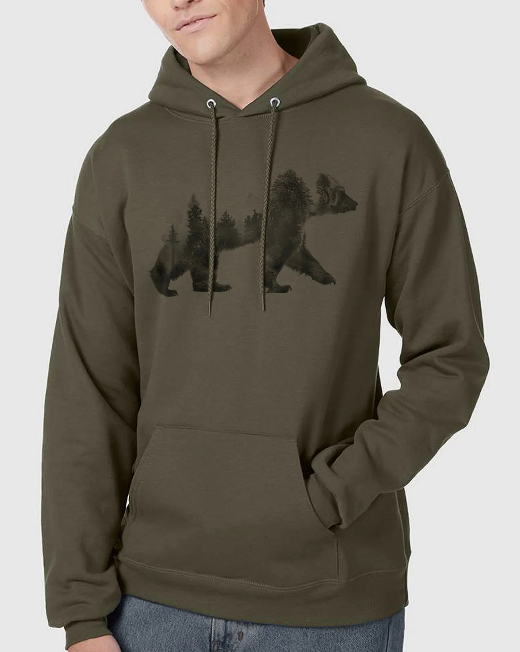 Unisex Double Exposure Bear Hoodie