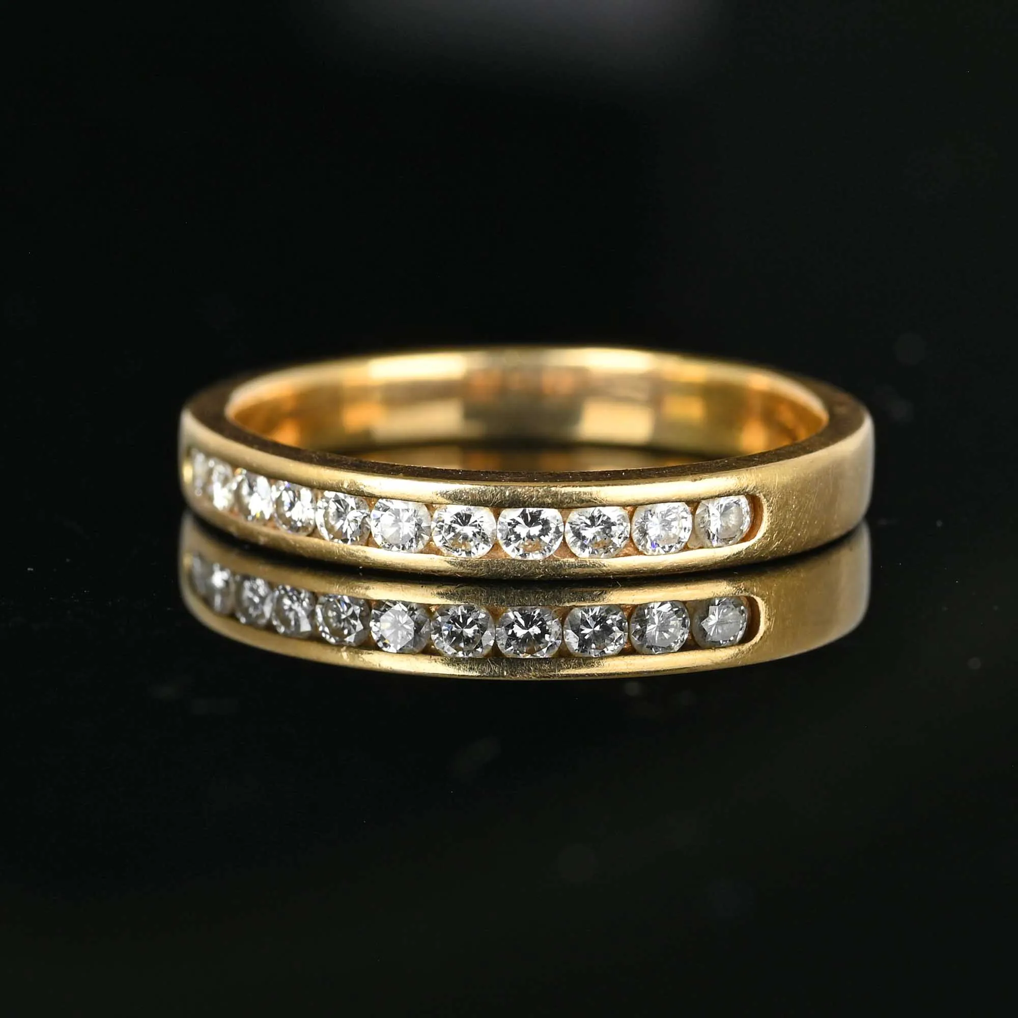 Vintage 14K Gold Half Eternity Diamond Ring Band