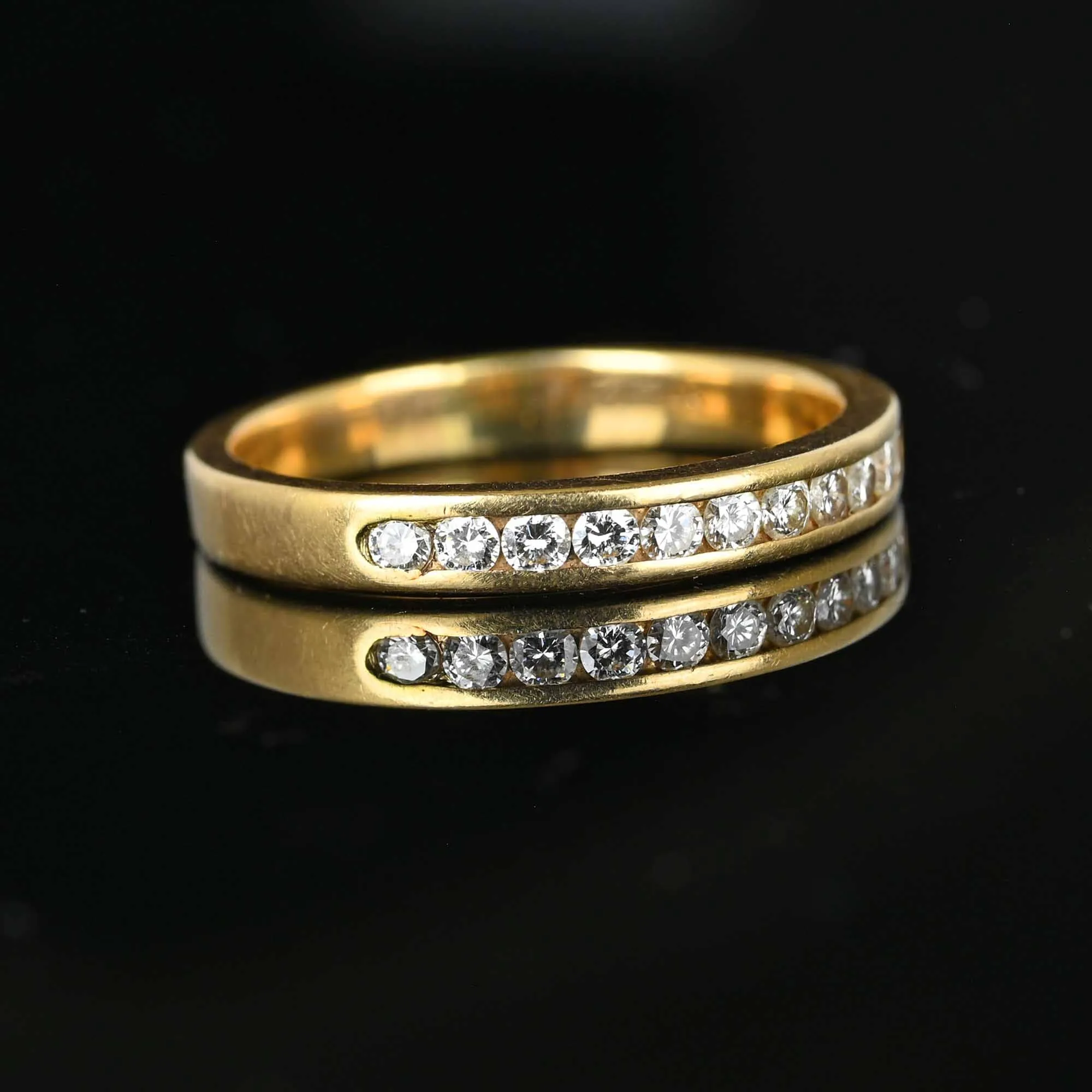 Vintage 14K Gold Half Eternity Diamond Ring Band