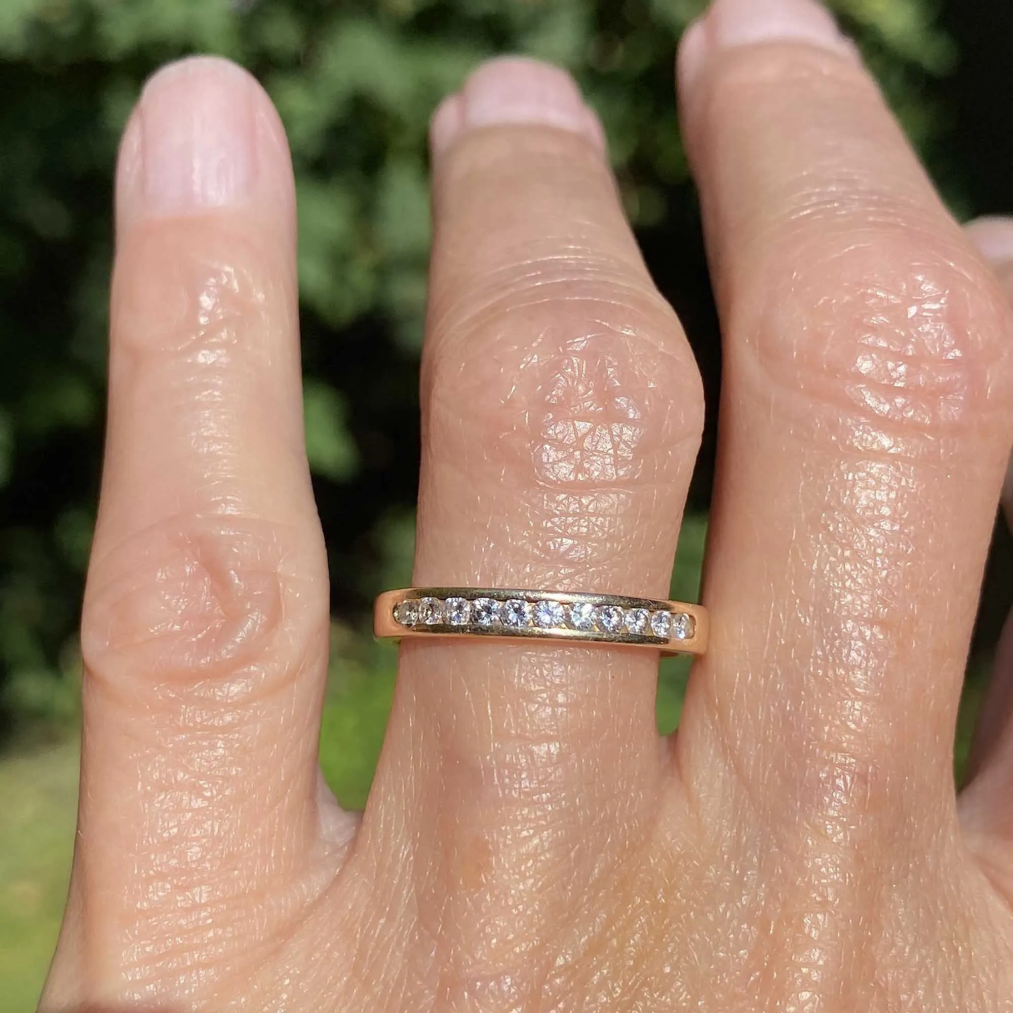 Vintage 14K Gold Half Eternity Diamond Ring Band