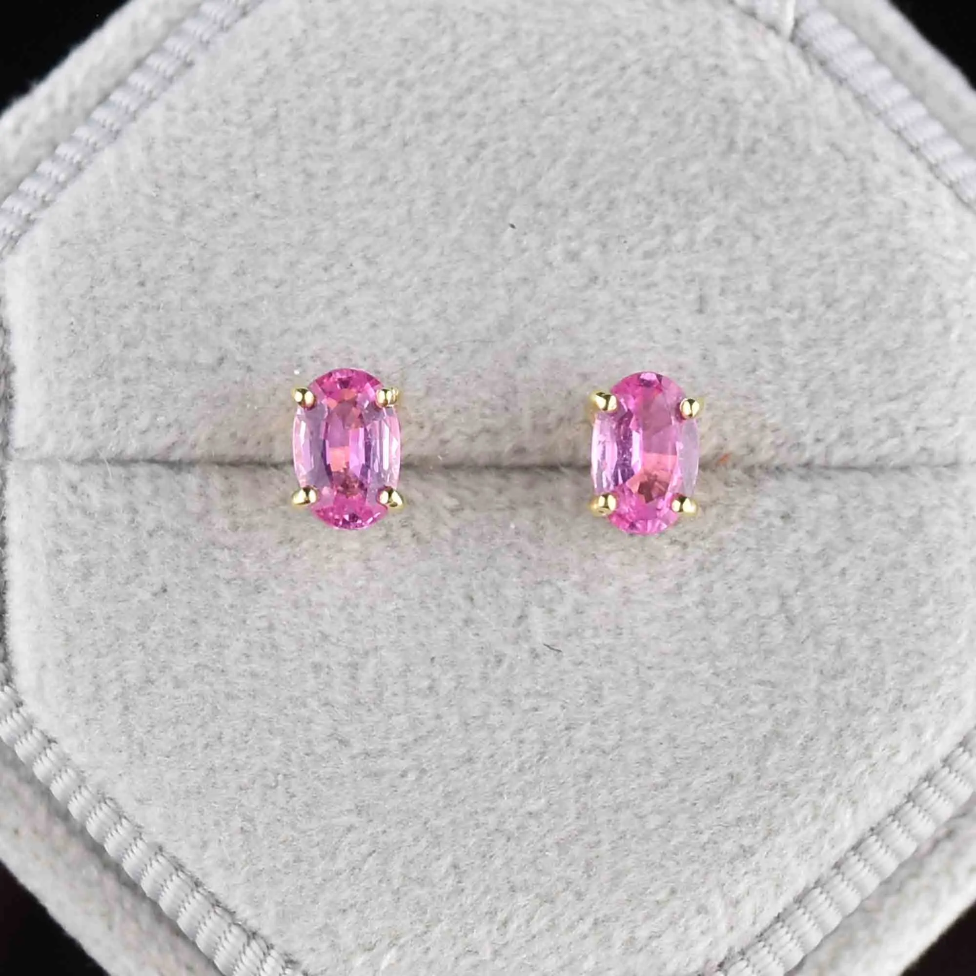 Vintage 14K Gold Pink Sapphire Stud Earrings