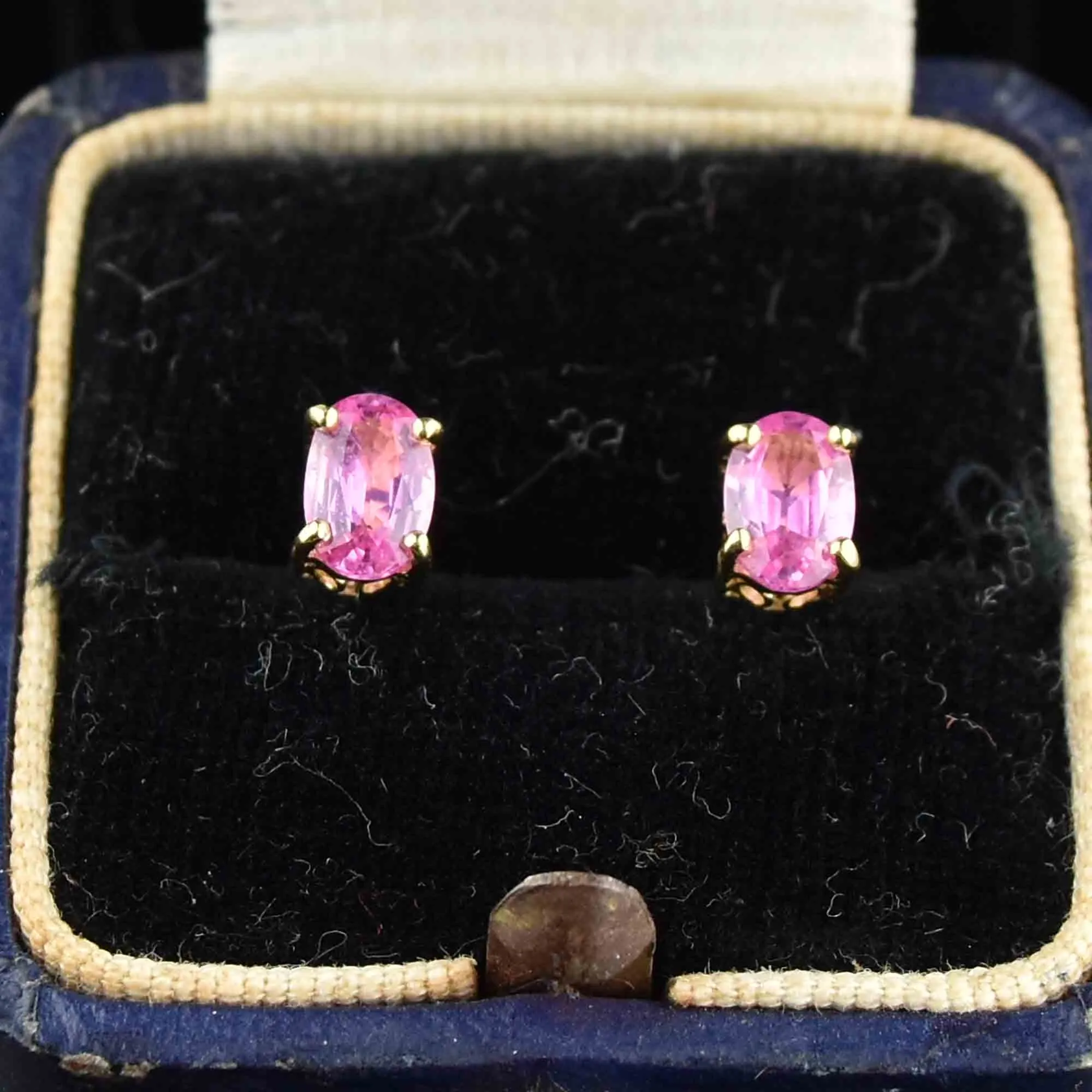 Vintage 14K Gold Pink Sapphire Stud Earrings