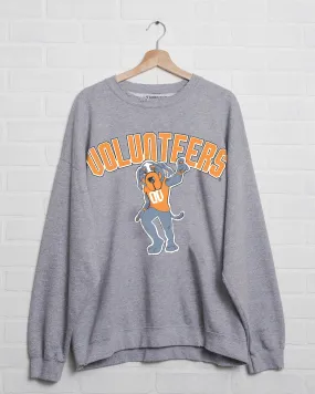 Volunteers Cartoon Mascot Puff Ink Gray Thrifted Sweatshirt