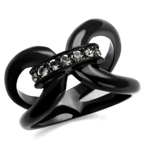 WildKlass Stainless Steel Ring IP Black Women Top Grade Crystal Black Diamond