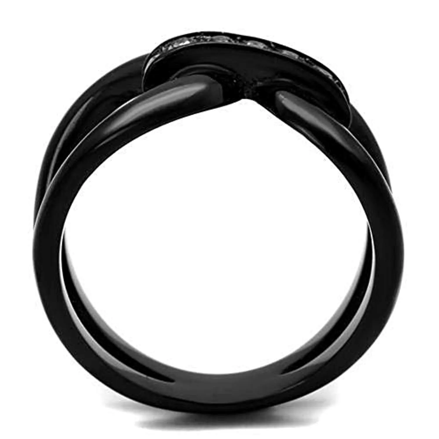 WildKlass Stainless Steel Ring IP Black Women Top Grade Crystal Black Diamond