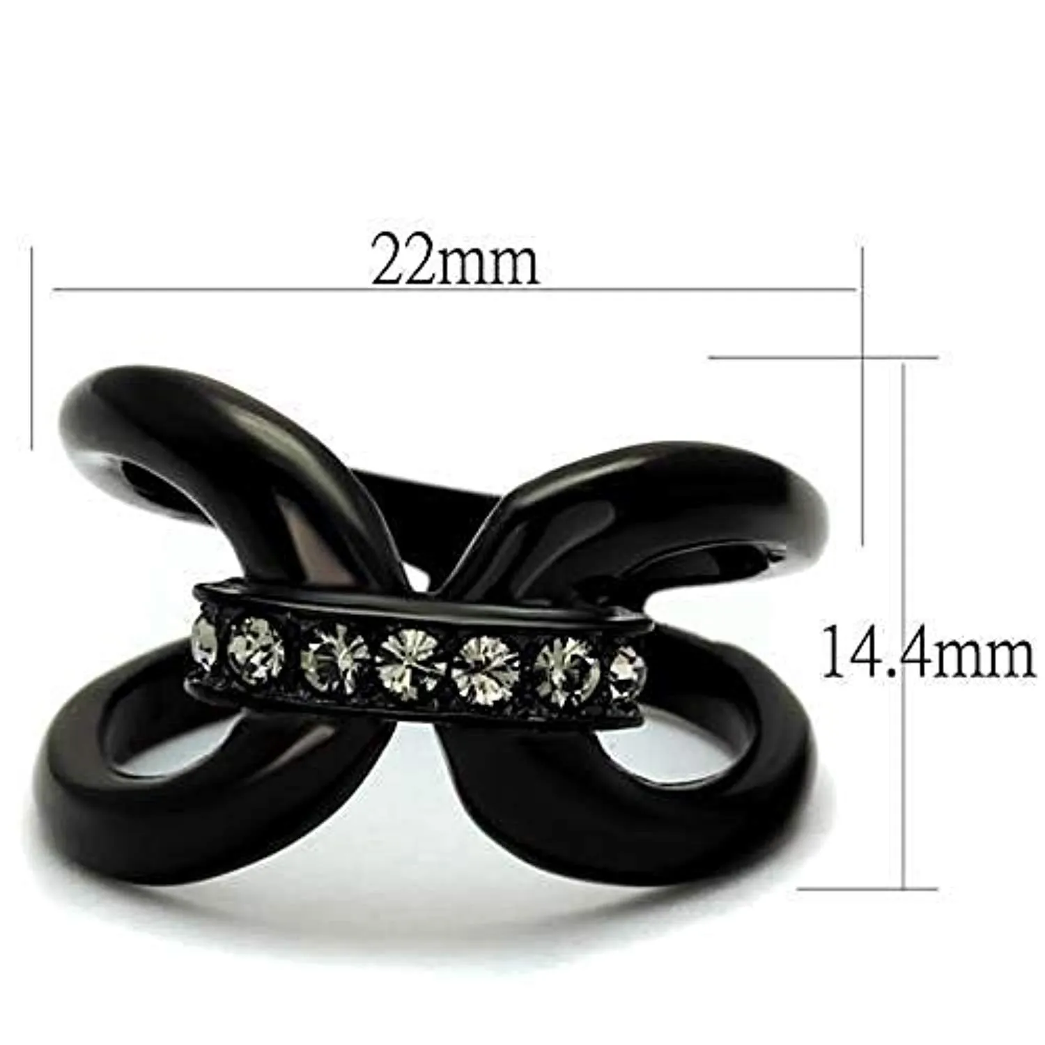 WildKlass Stainless Steel Ring IP Black Women Top Grade Crystal Black Diamond