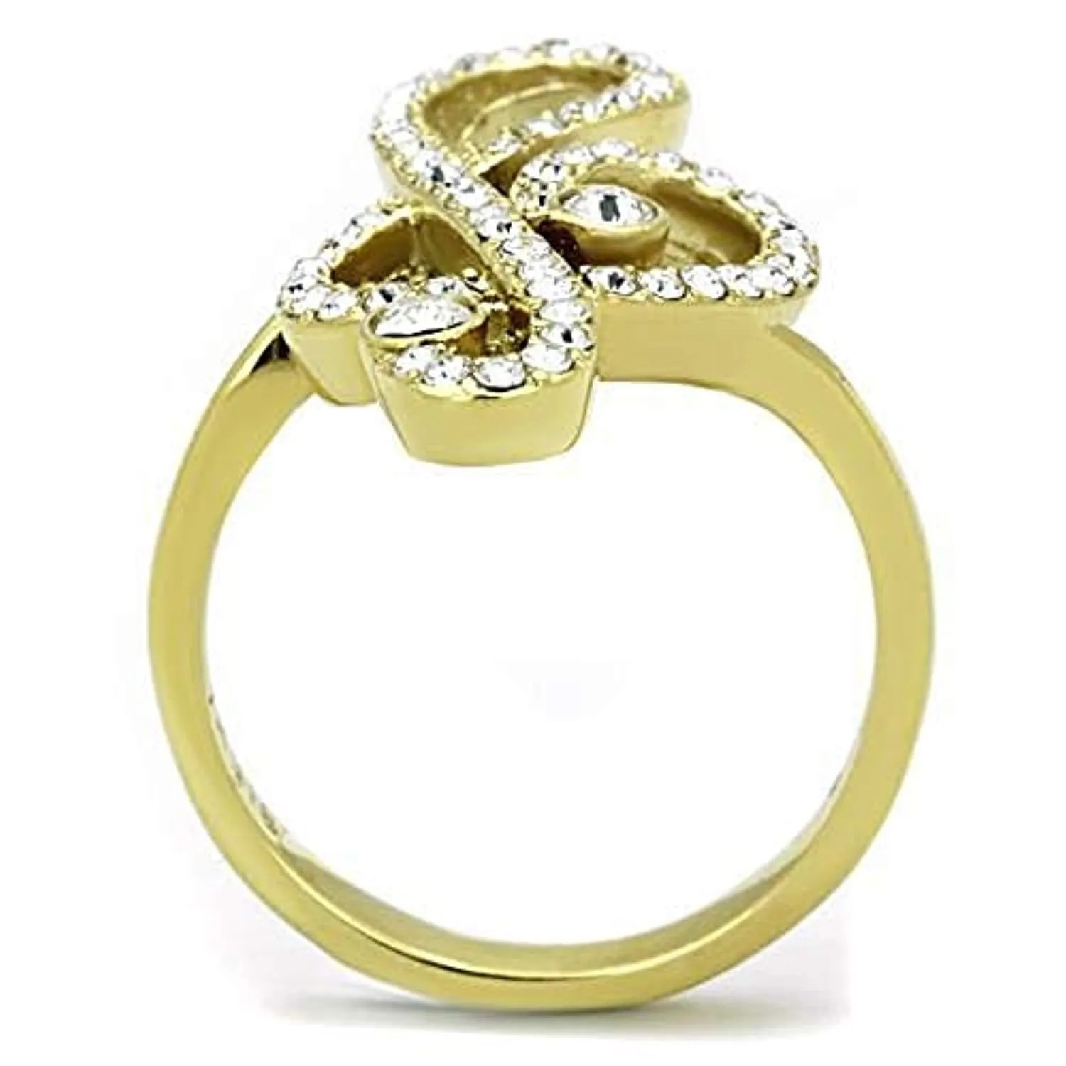 WildKlass Stainless Steel Ring IP Gold Women Top Grade Crystal Clear with Musical Note