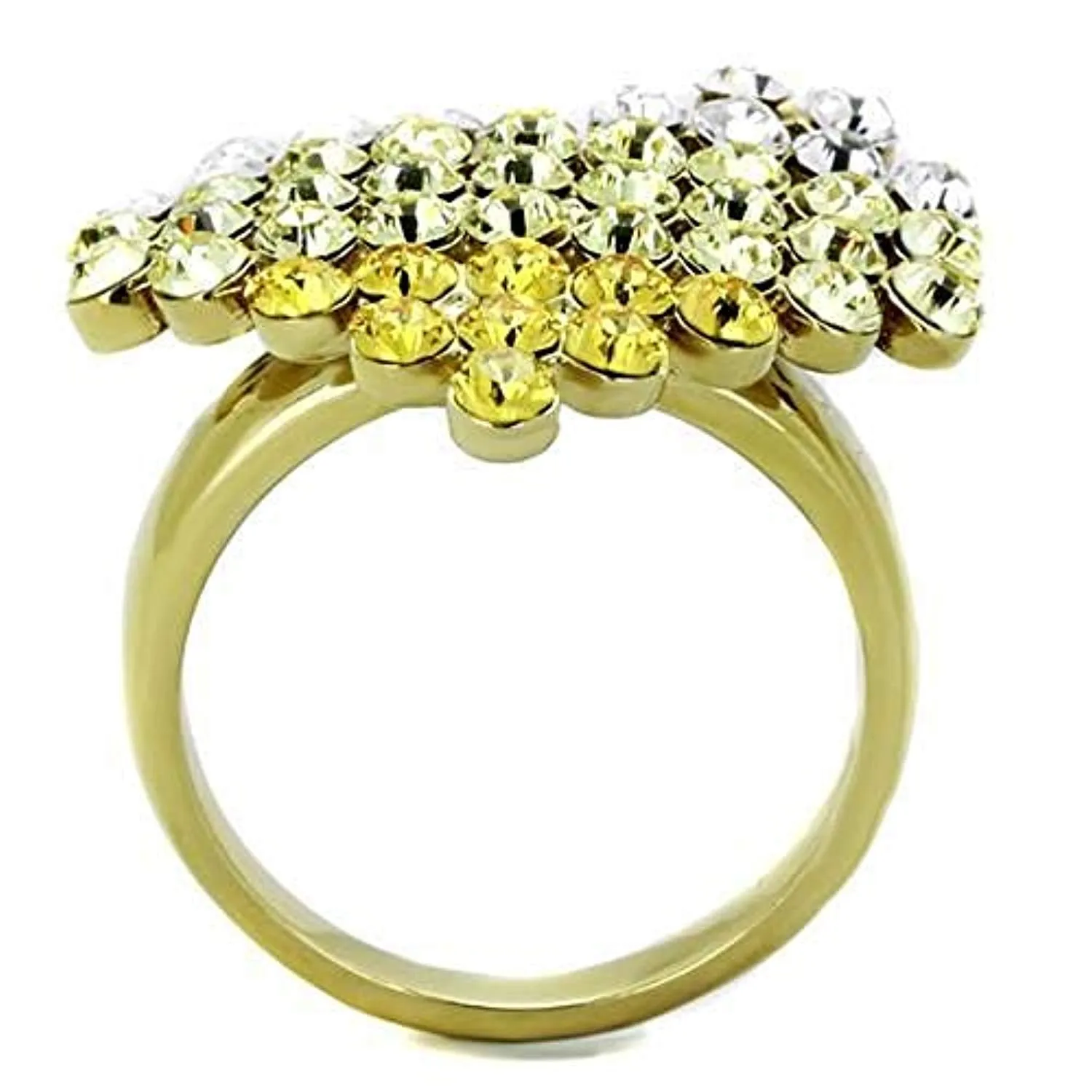 WildKlass Stainless Steel Ring IP Gold Women Top Grade Crystal Multi Color