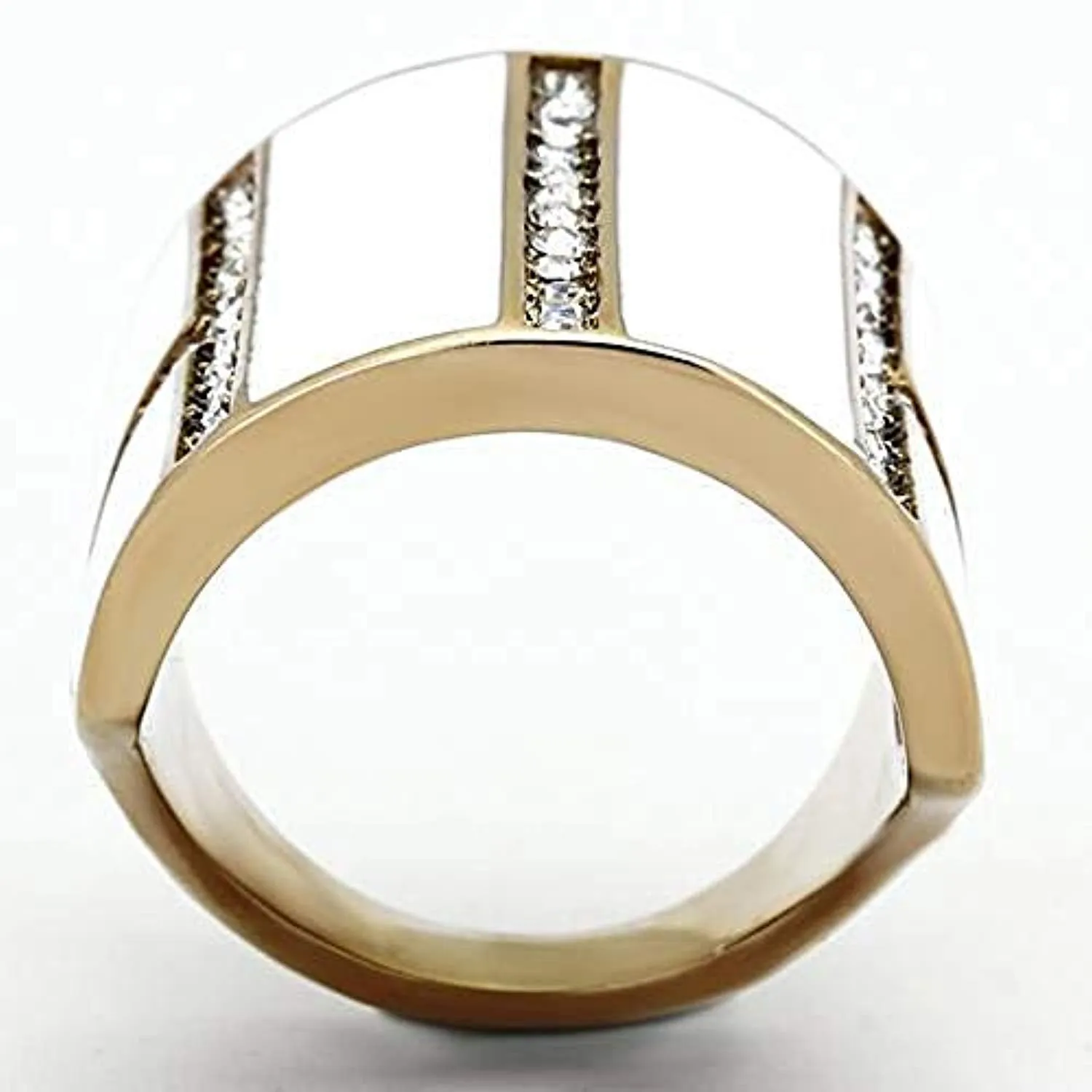 WildKlass Stainless Steel Ring IP Rose Gold Women Top Grade Crystal Clear