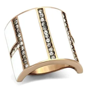 WildKlass Stainless Steel Ring IP Rose Gold Women Top Grade Crystal Clear