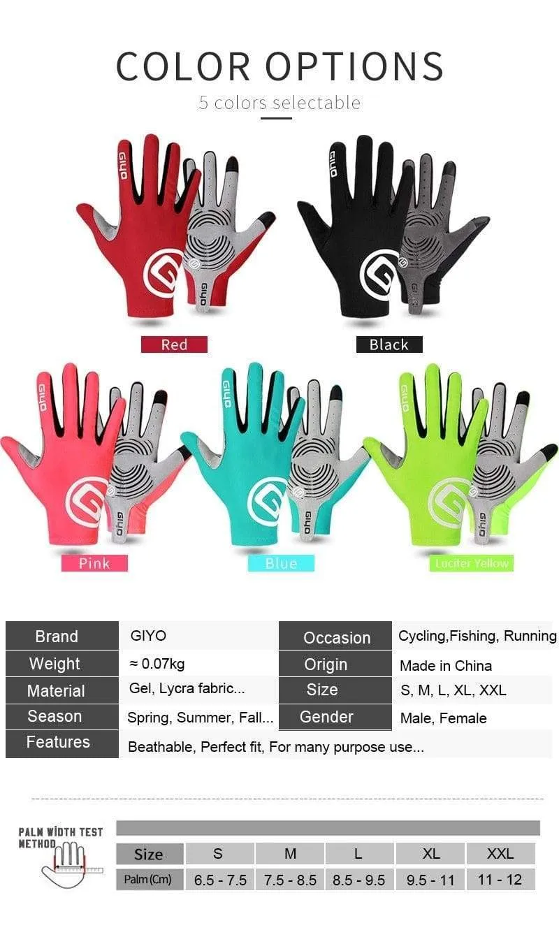 Wind Breaking Cycling Full Finger Gloves Touch Screen Anti-slip Bicycle Lycra Fabric Mittens Bicicleta Road Bike Long Glove