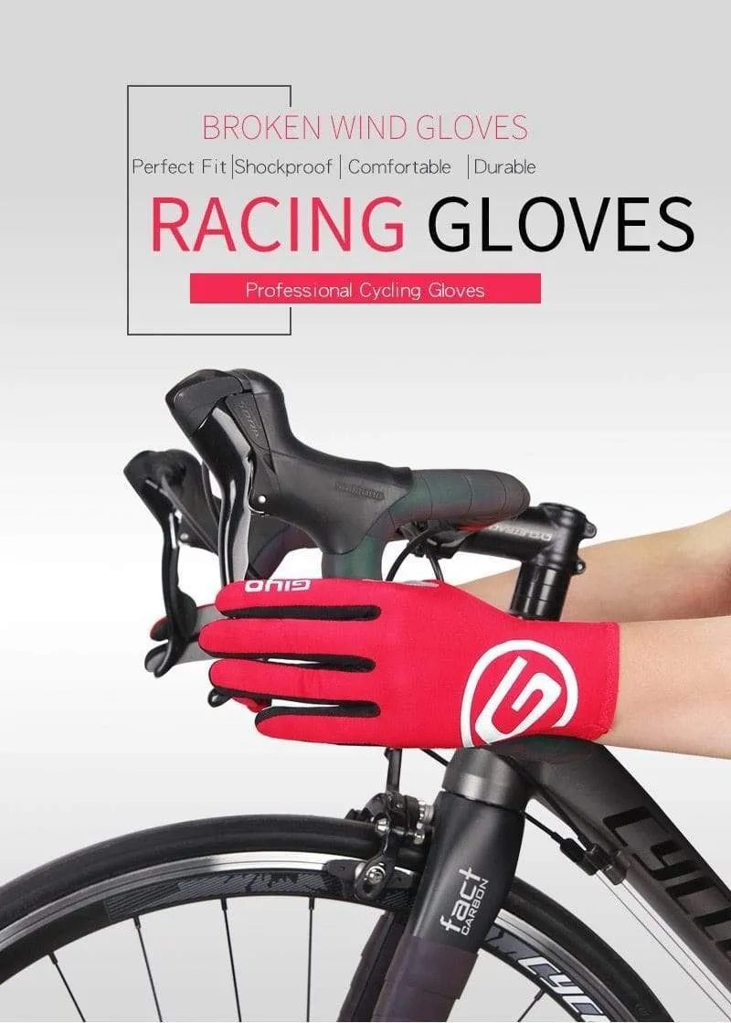 Wind Breaking Cycling Full Finger Gloves Touch Screen Anti-slip Bicycle Lycra Fabric Mittens Bicicleta Road Bike Long Glove