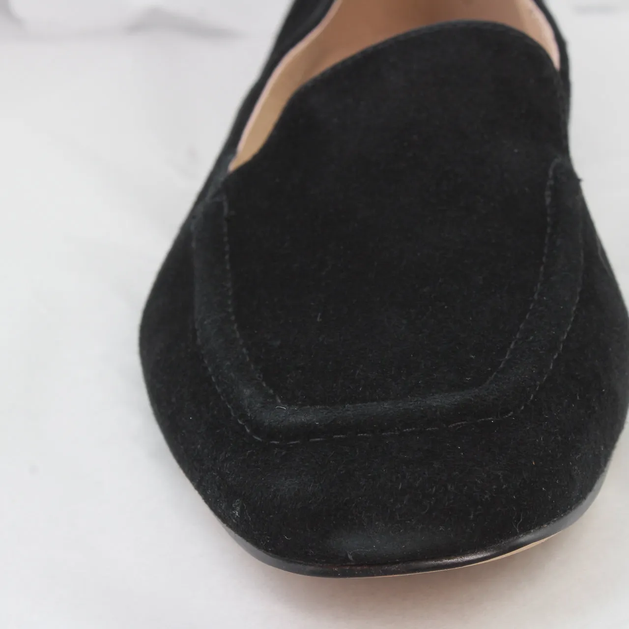 Womens Office Flying Plain Soft Loafers Black Suede