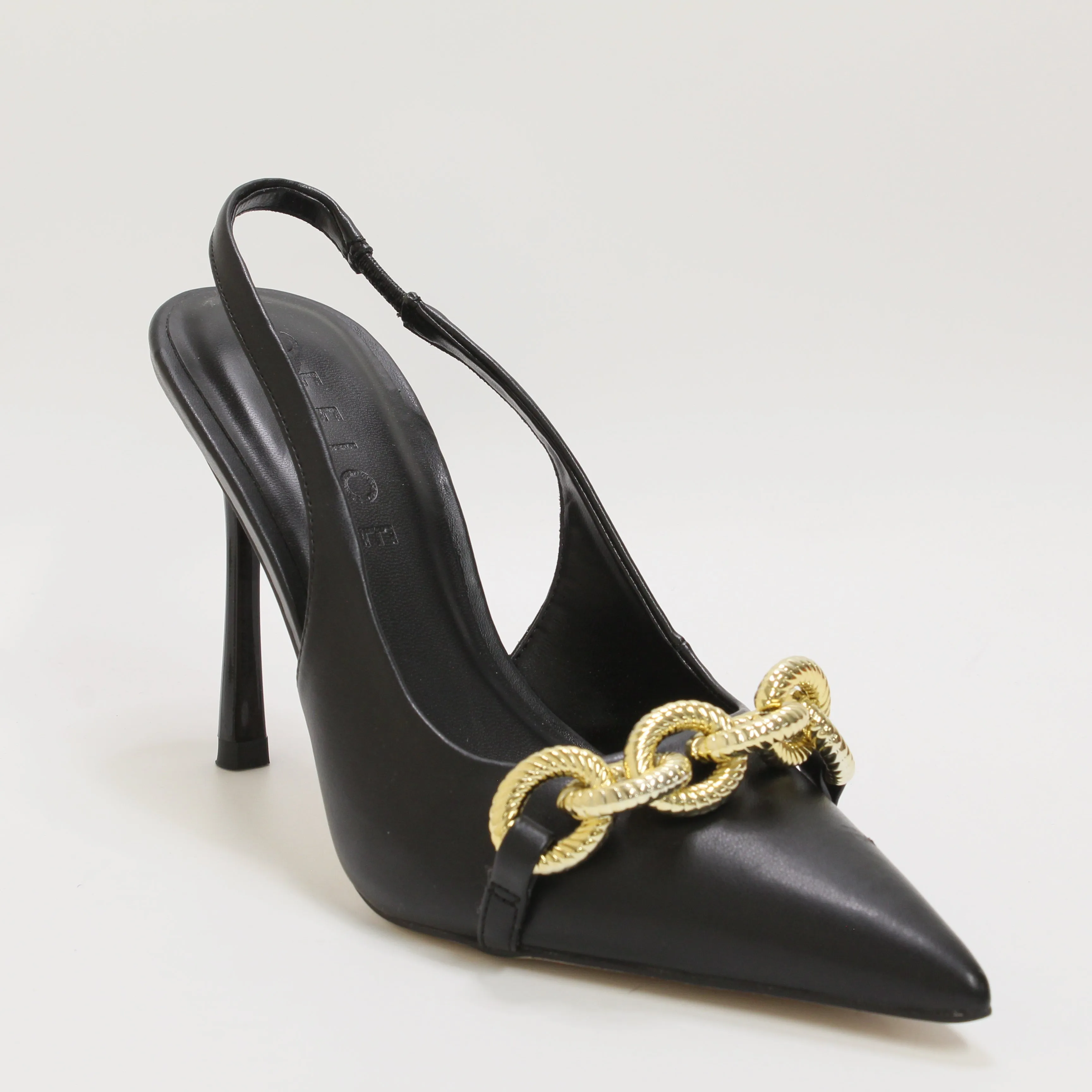 Womens Office Hattie Chain Detail Point Court Heels Black