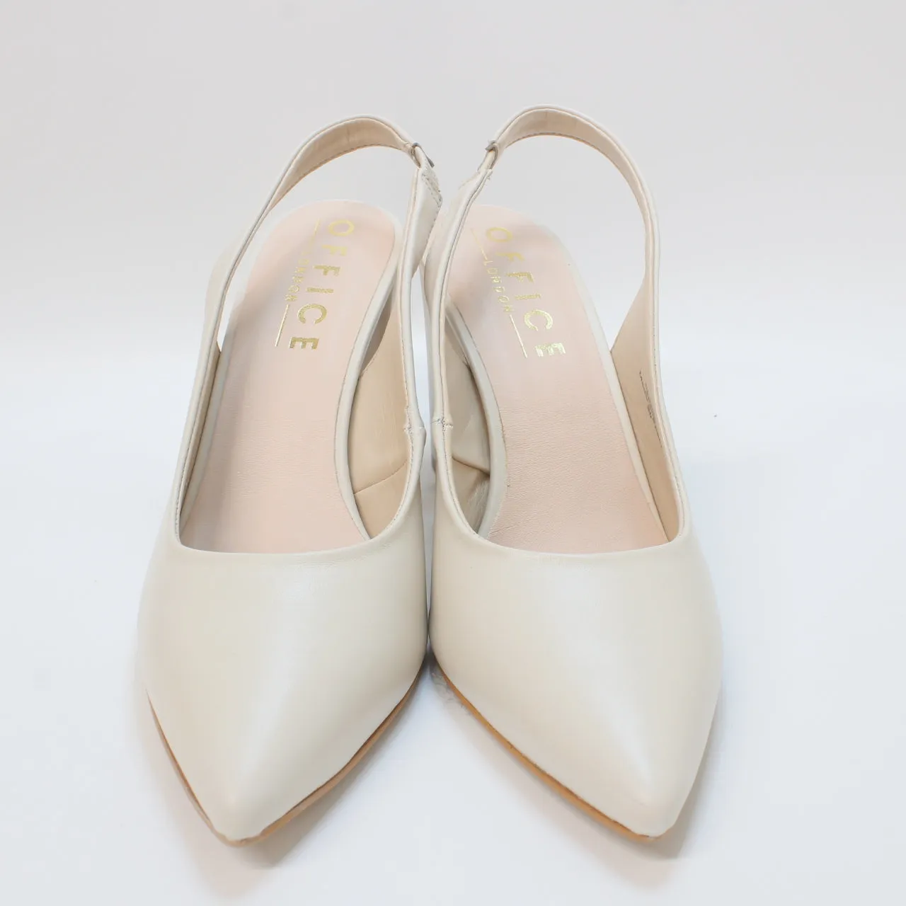 Womens Office Manhattan Slingback Point Courts Off White Leather