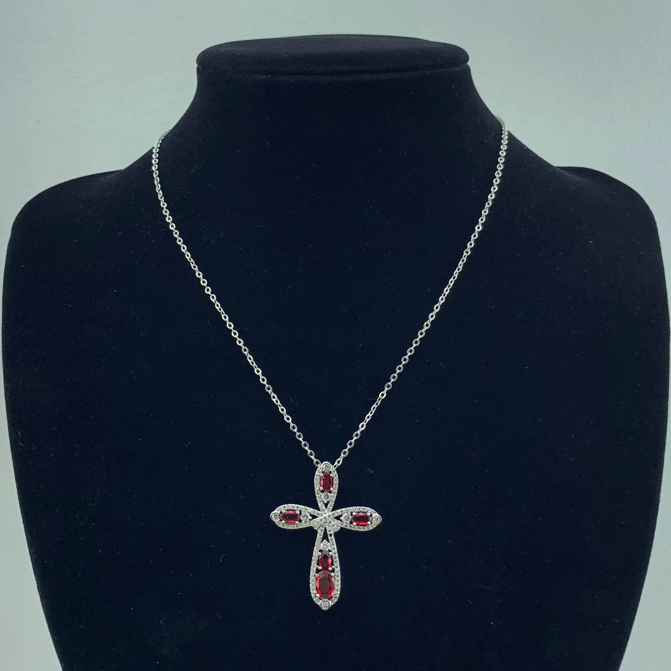 Womens's CZ Pendant Cross Necklace